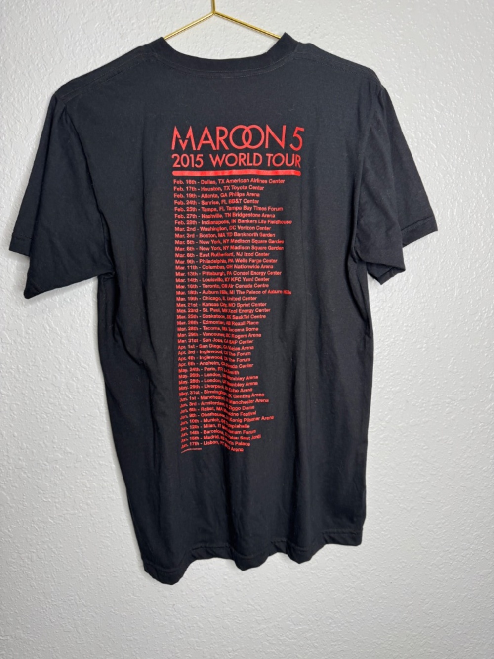 Maroon 5 2015‎ World Tour American Apparel Black  T-Shirt Size Medium - Picture 7 of 10